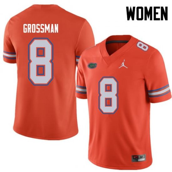 Women's Florida Gators #8 Rex Grossman NCAA Jordan Brand Orange Authentic Stitched College Football Jersey GXG1062YK